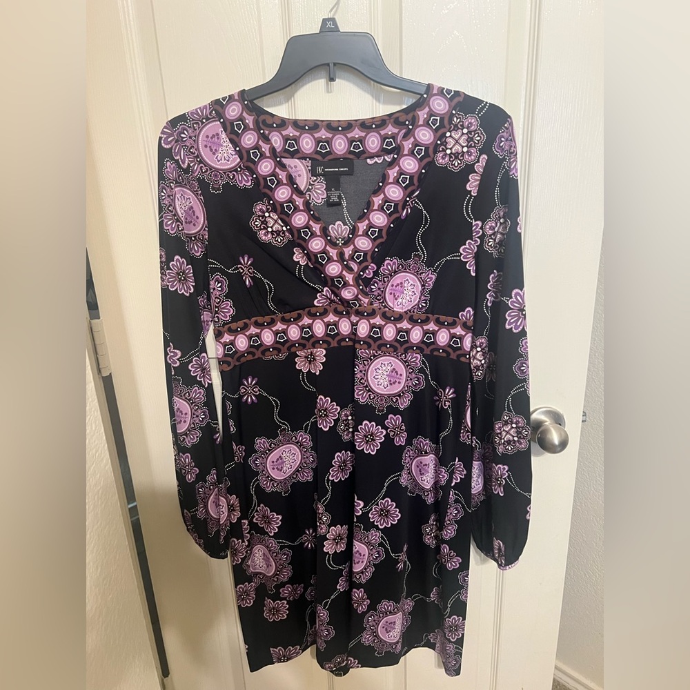 INC International Concepts Black and Pink Long Sleeve Sundress